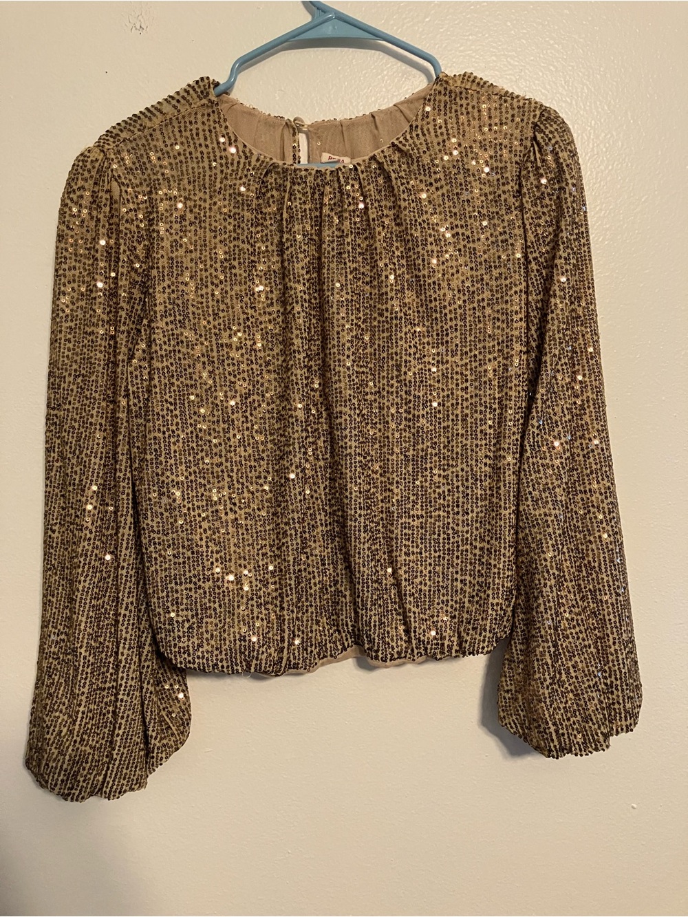 Reba Gold Sequin Long-Sleeve Blouse
